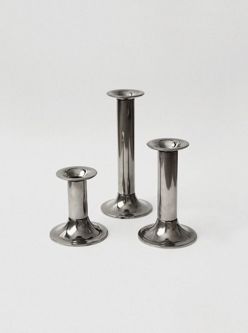 Set Of 3 Vintage Silver Plated Candle Holders