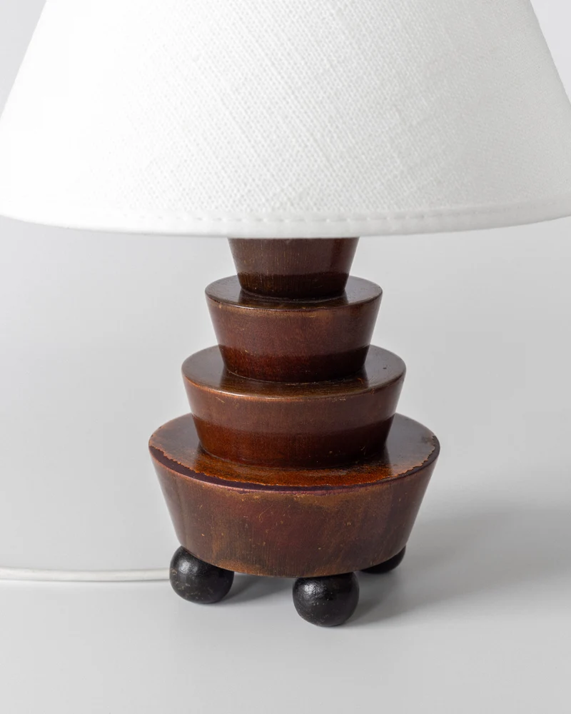 Vintage Art Deco Wooden Table Lamps, 1930s