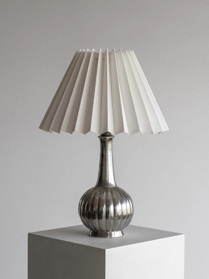 Vintage Art Deco Pewter Table Lamp by Just Andersen, 1930s