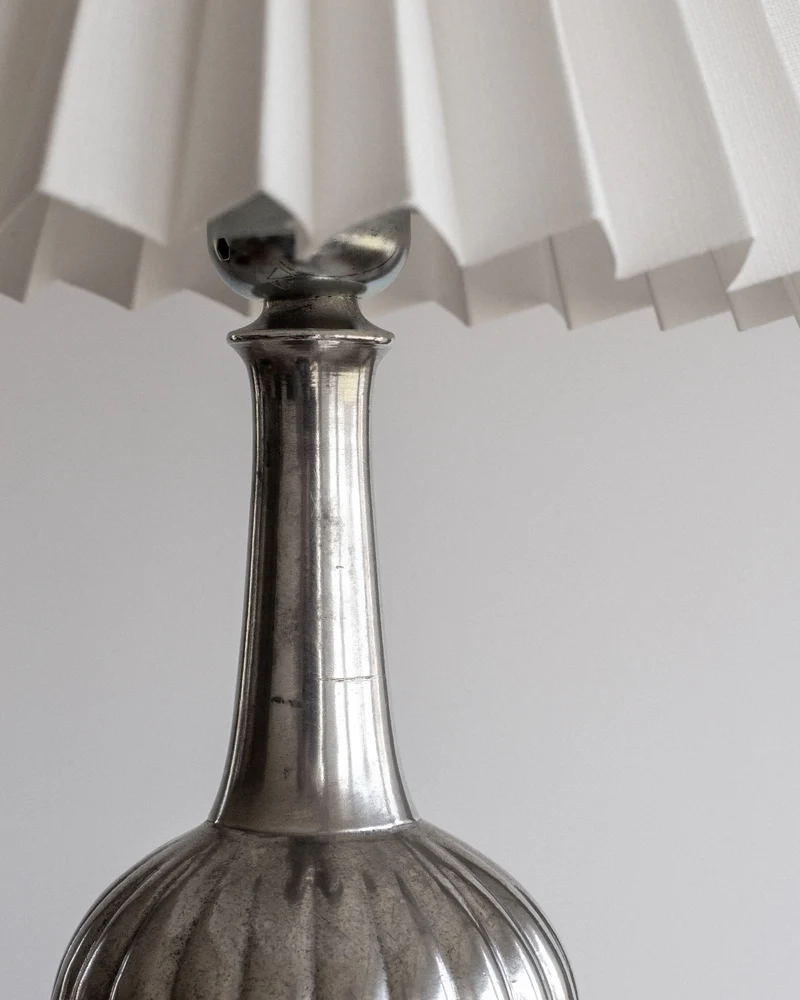 Vintage Art Deco Pewter Table Lamp by Just Andersen, 1930s
