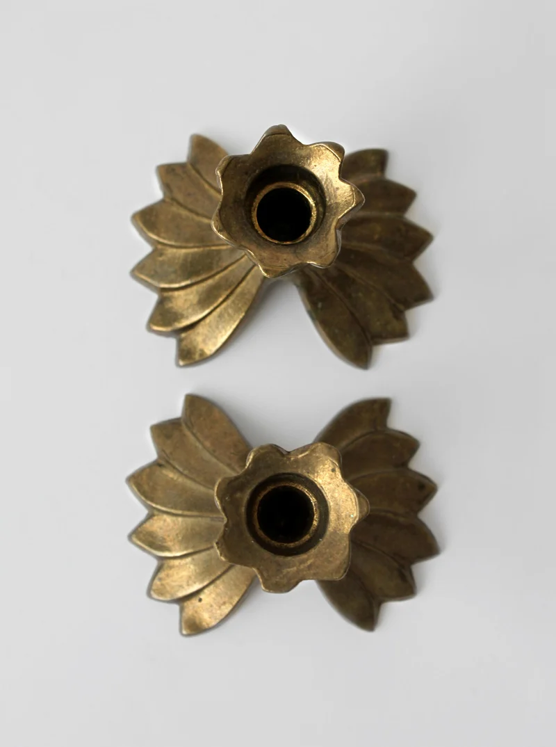 Pair Of Elegant Brass Candle Holders