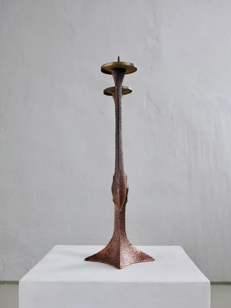 Brutalist Copper Brass Candle Holder, 1960s