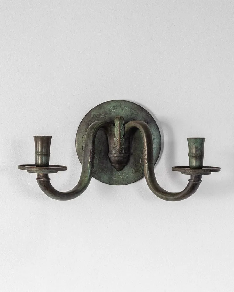Art Deco Bronze Wall Candle Sconce