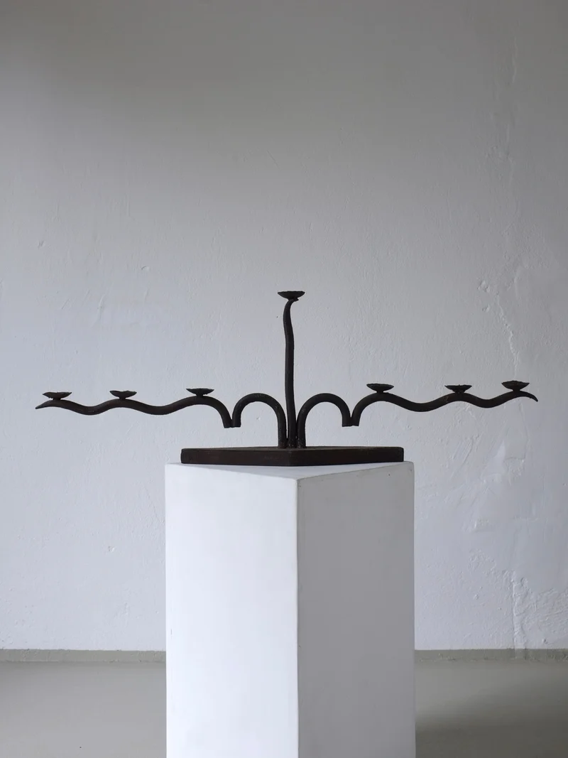 Large Brutalist Wrought Iron Candelabra, 1960s