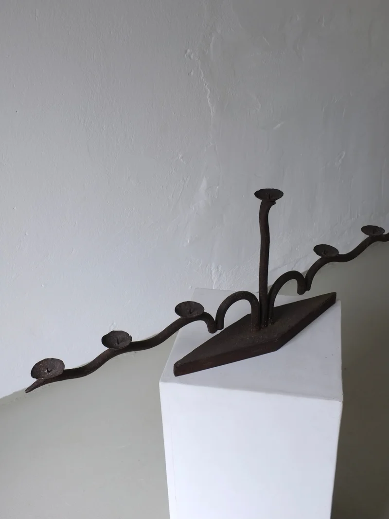Large Brutalist Wrought Iron Candelabra, 1960s