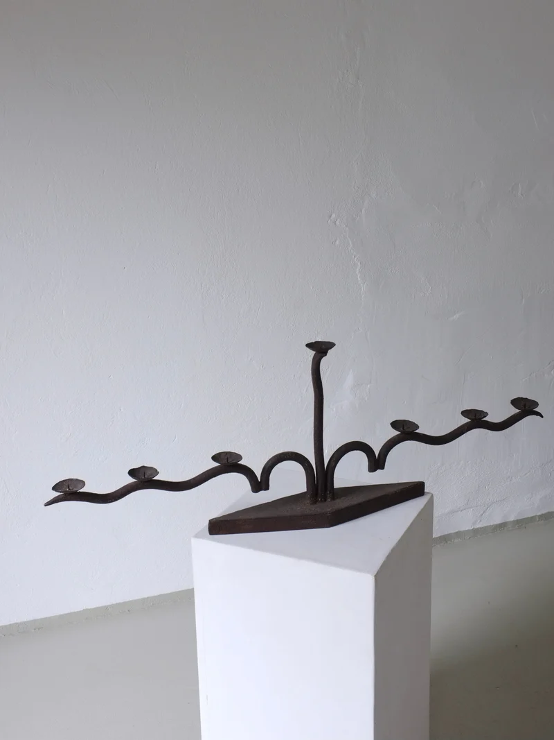 Large Brutalist Wrought Iron Candelabra, 1960s