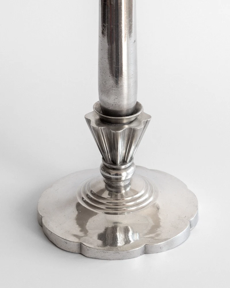 Vintage Art Deco Pewter Linen Table Lamp, Denmark 1930s
