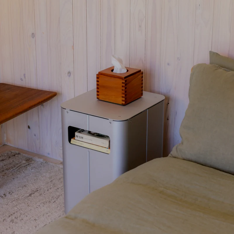 Gadroon Bedside Table in Aluminium