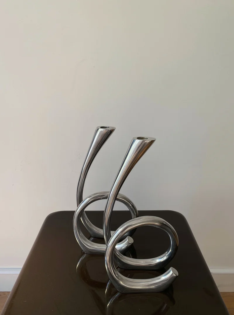 Vintage Curly RVS Candle Holders