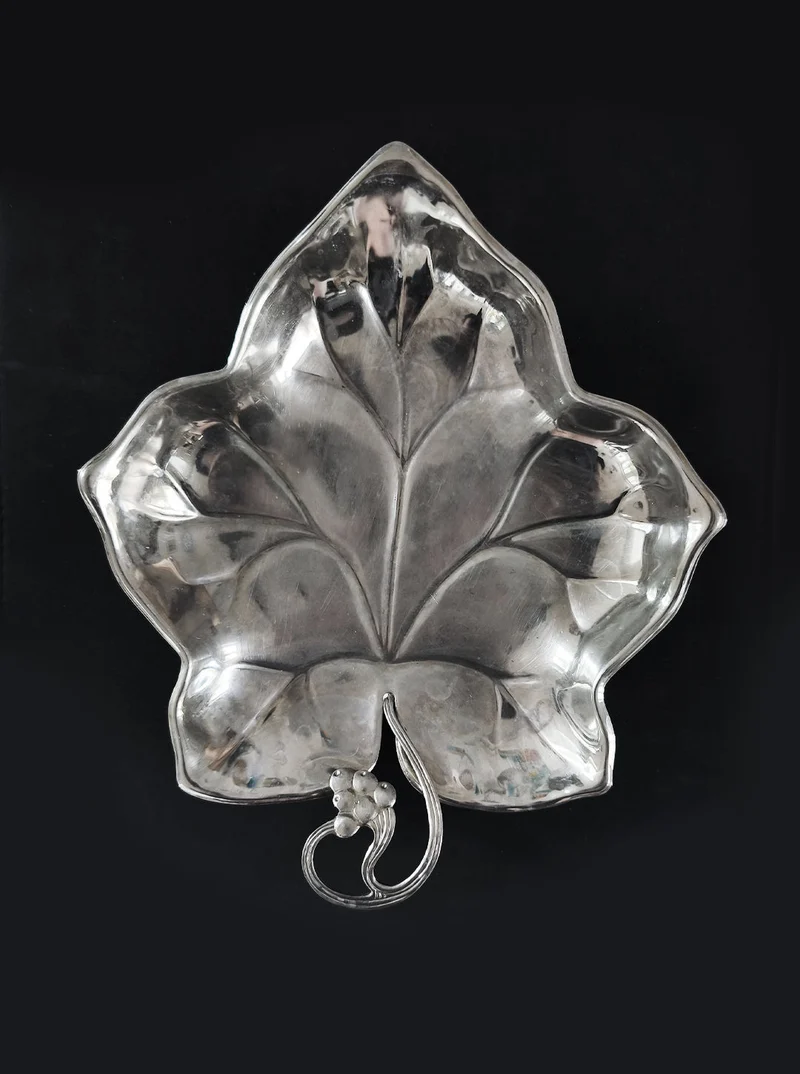 Silver-plated Wine Leaf Vide-poches 50's
