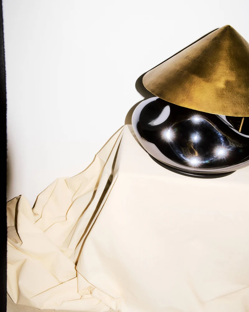 'Obsidian Lamp' Brass Table Lamp