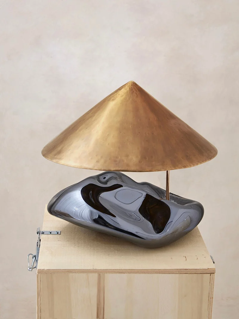 'Obsidian Lamp' Brass Table Lamp