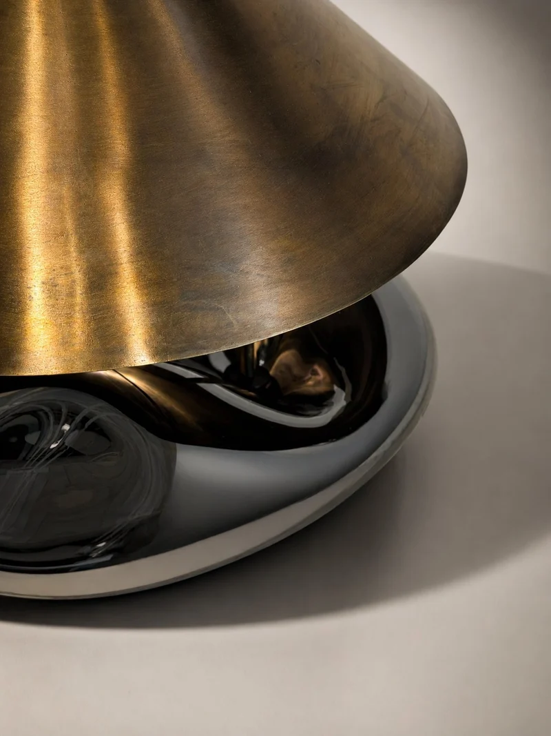 'Obsidian Lamp II' Brass Table Lamp