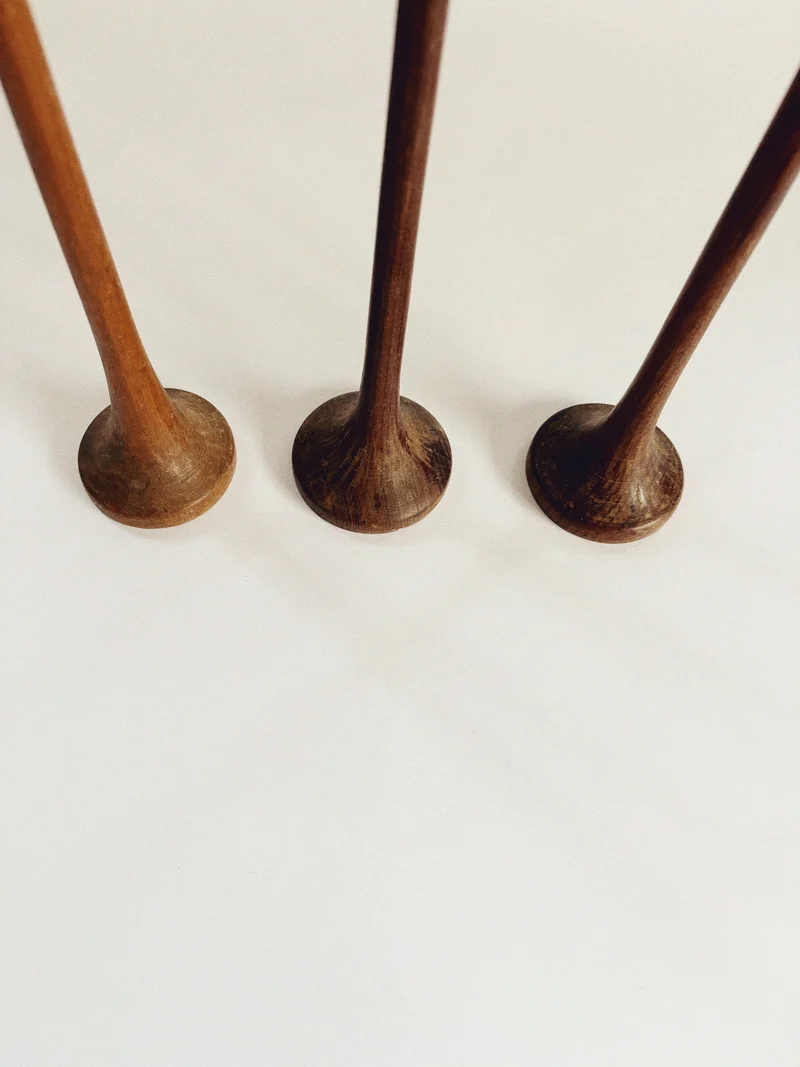 Wood Candle Holders - Mid Century