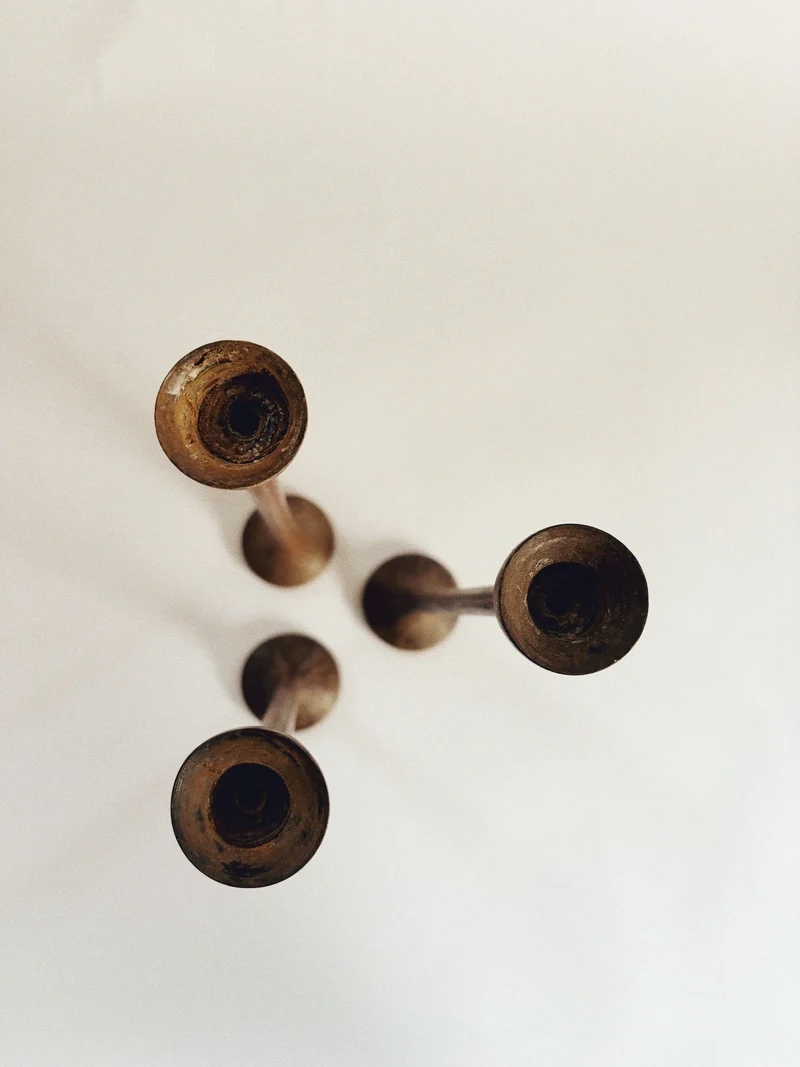 Wood Candle Holders - Mid Century