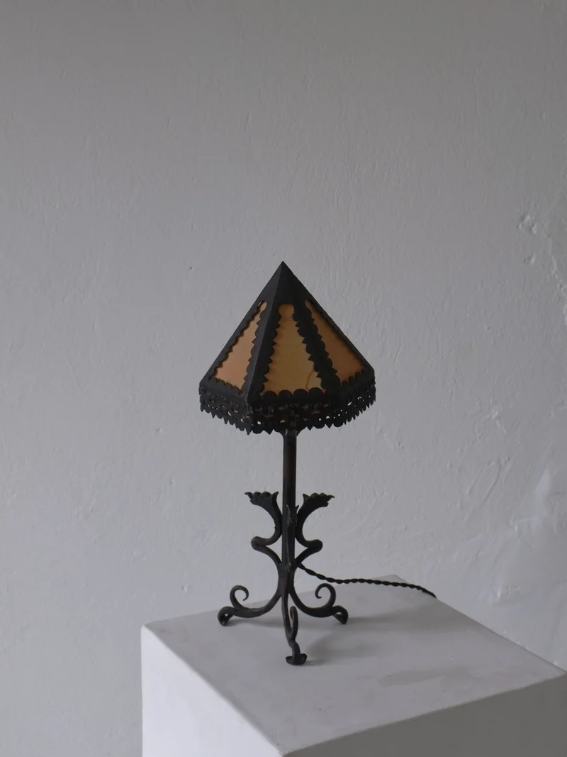Vintage Wrought Iron Dragon Table Lamp, Italy 1910s, 1920s