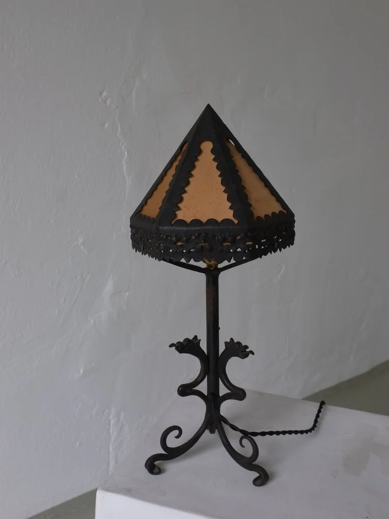 Vintage Wrought Iron Dragon Table Lamp, Italy 1910s, 1920s