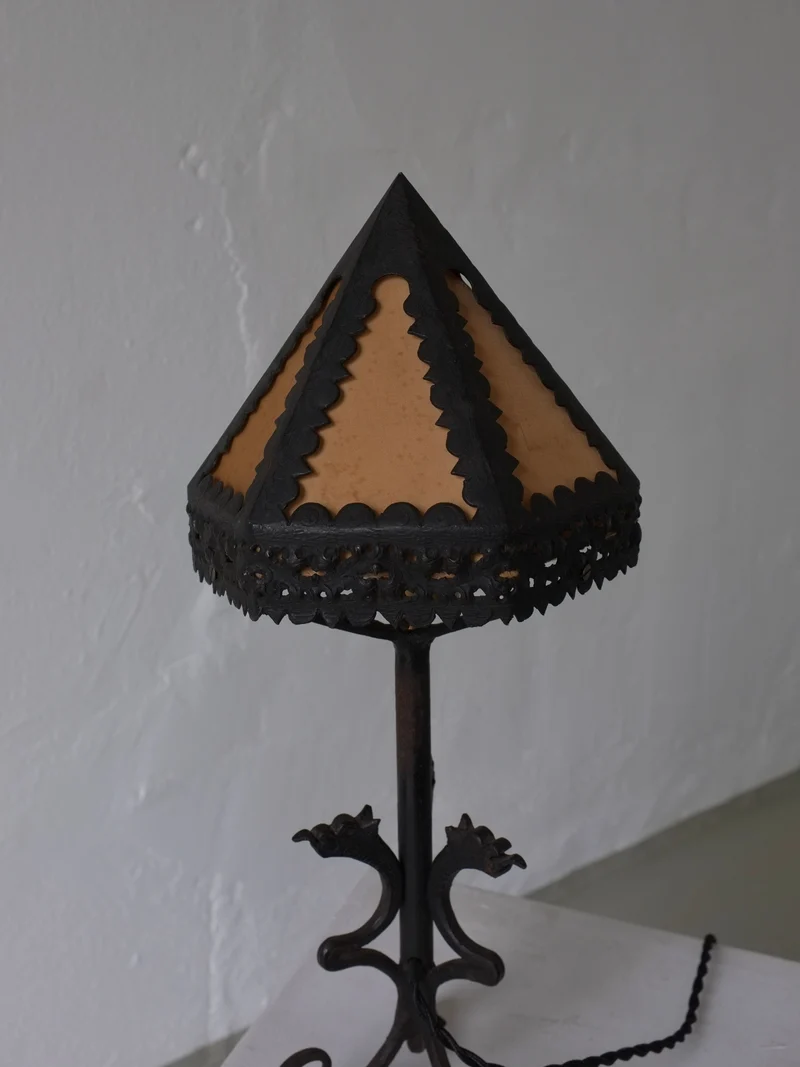 Vintage Wrought Iron Dragon Table Lamp, Italy 1910s, 1920s