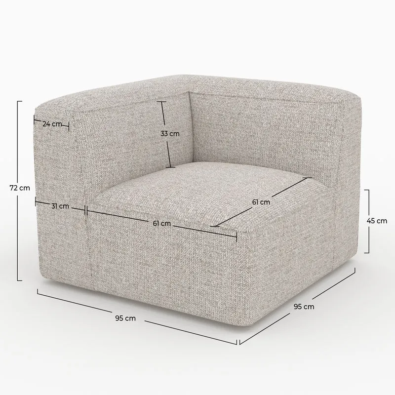 Angle interchangeable Hestia pour canapé modulable en tissu beige