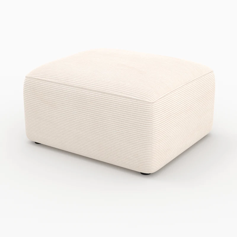 Pouf Mina rectangulaire pour canapé modulable en velours blanc cassé
