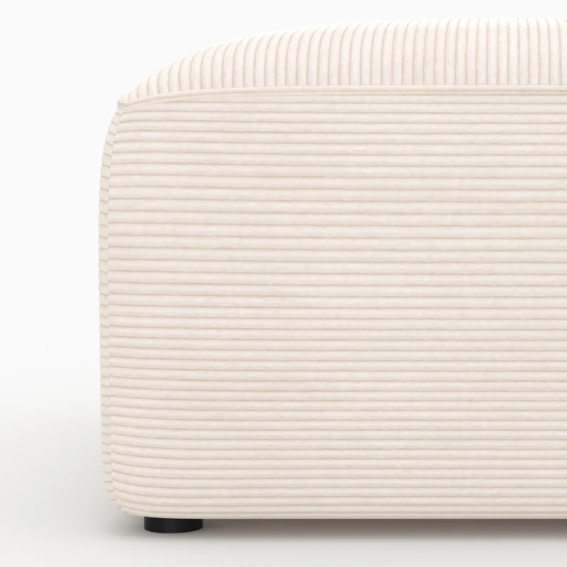 Pouf Mina rectangulaire pour canapé modulable en velours blanc cassé