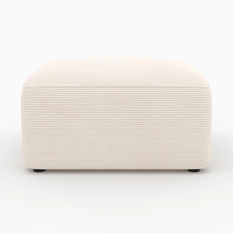 Pouf Mina rectangulaire pour canapé modulable en velours blanc cassé