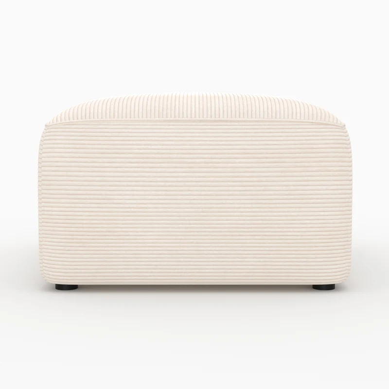 Pouf Mina rectangulaire pour canapé modulable en velours blanc cassé