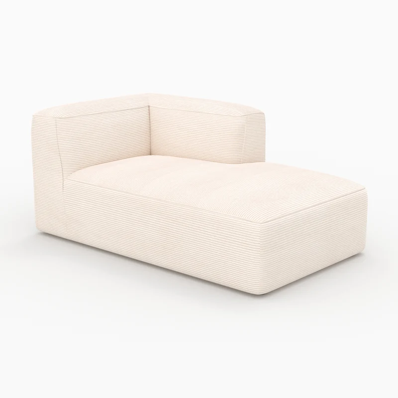 Méridienne d'angle à droite Mina pour canapé modulable en velours blanc