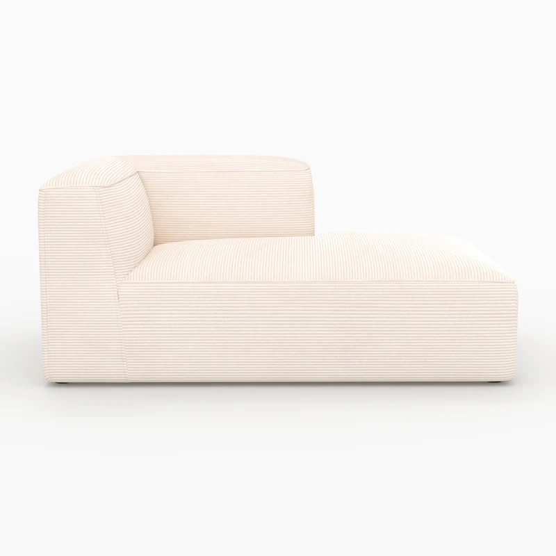 Méridienne d'angle à droite Mina pour canapé modulable en velours blanc