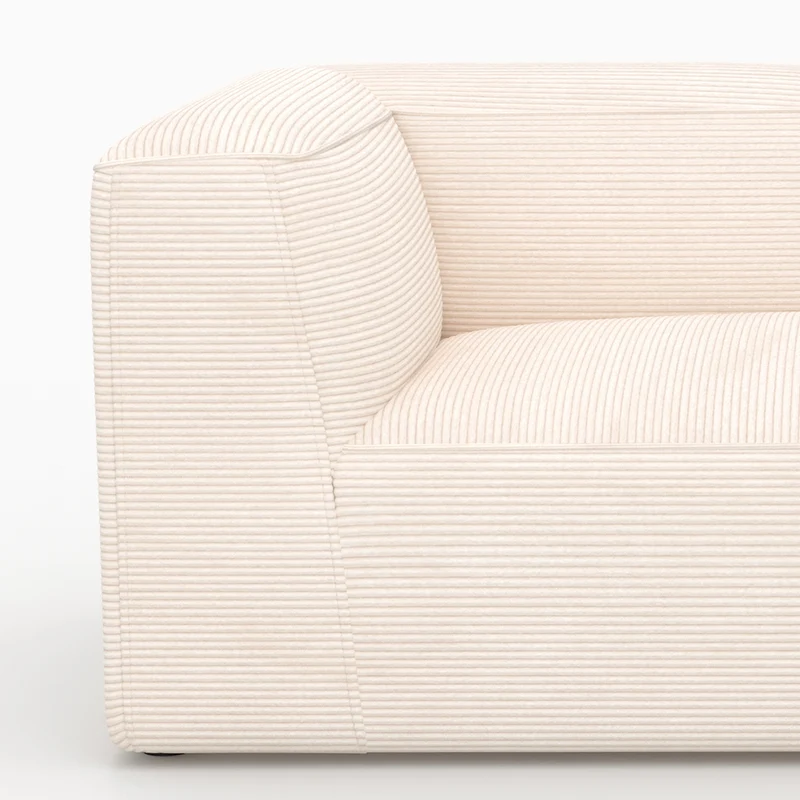 Méridienne d'angle à droite Mina pour canapé modulable en velours blanc
