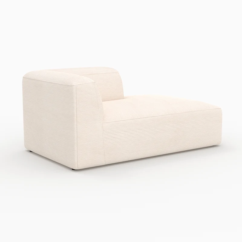 Méridienne d'angle à droite Mina pour canapé modulable en velours blanc
