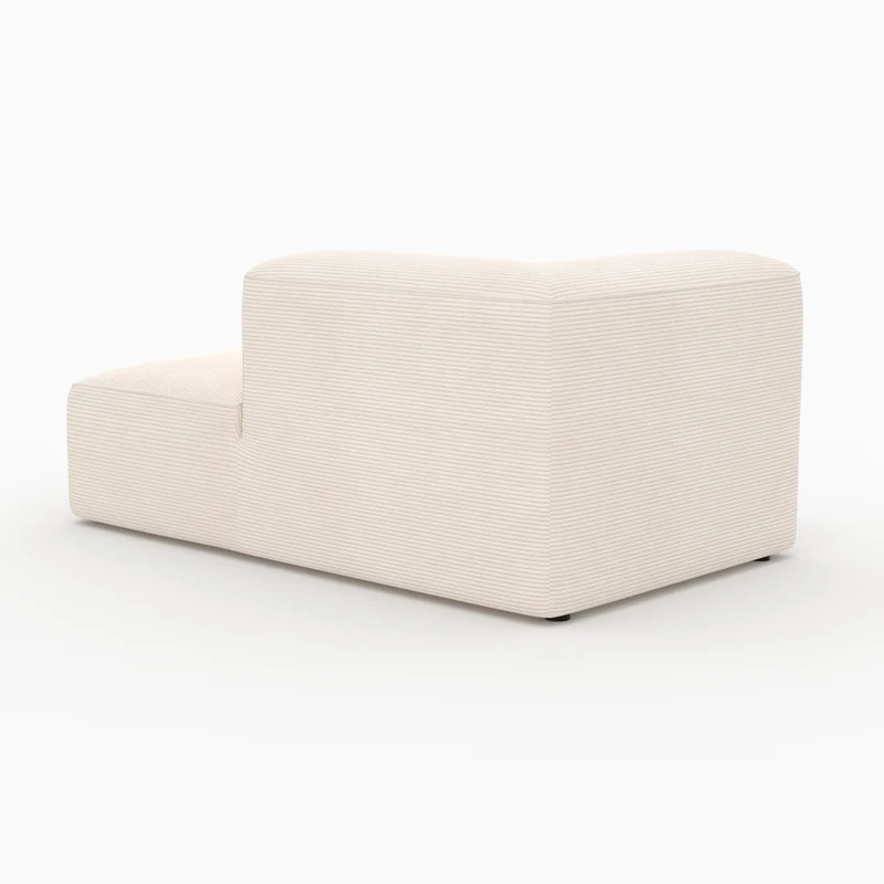 Méridienne d'angle à droite Mina pour canapé modulable en velours blanc