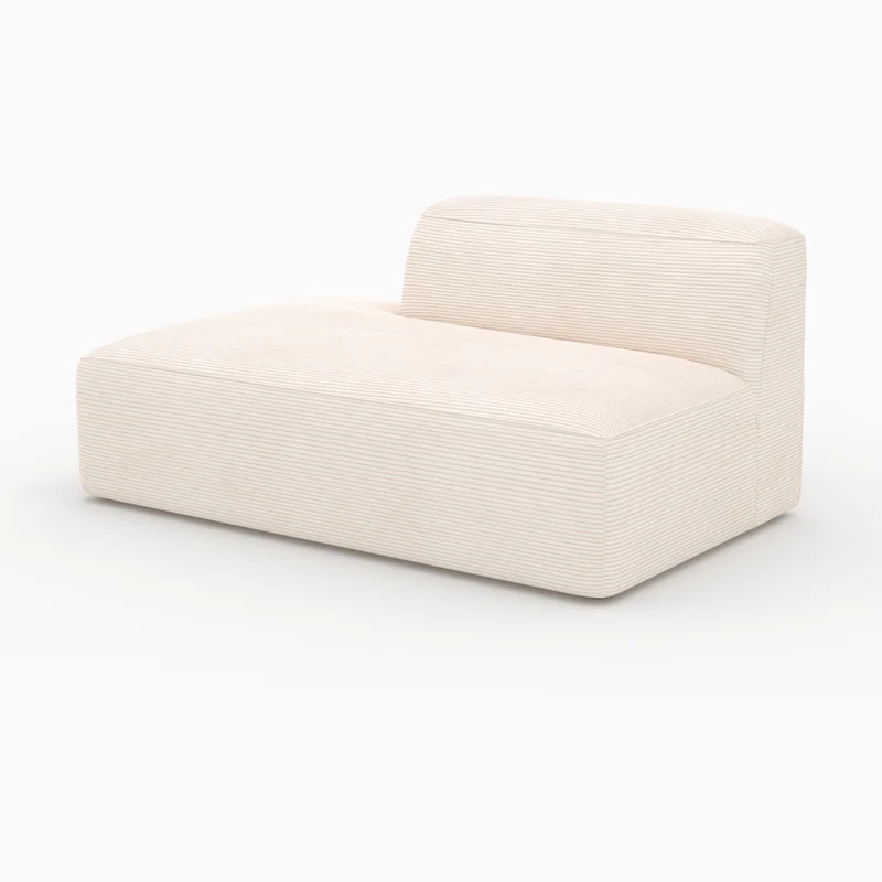 Méridienne dossier à droite Mina pour canapé modulable en velours blanc