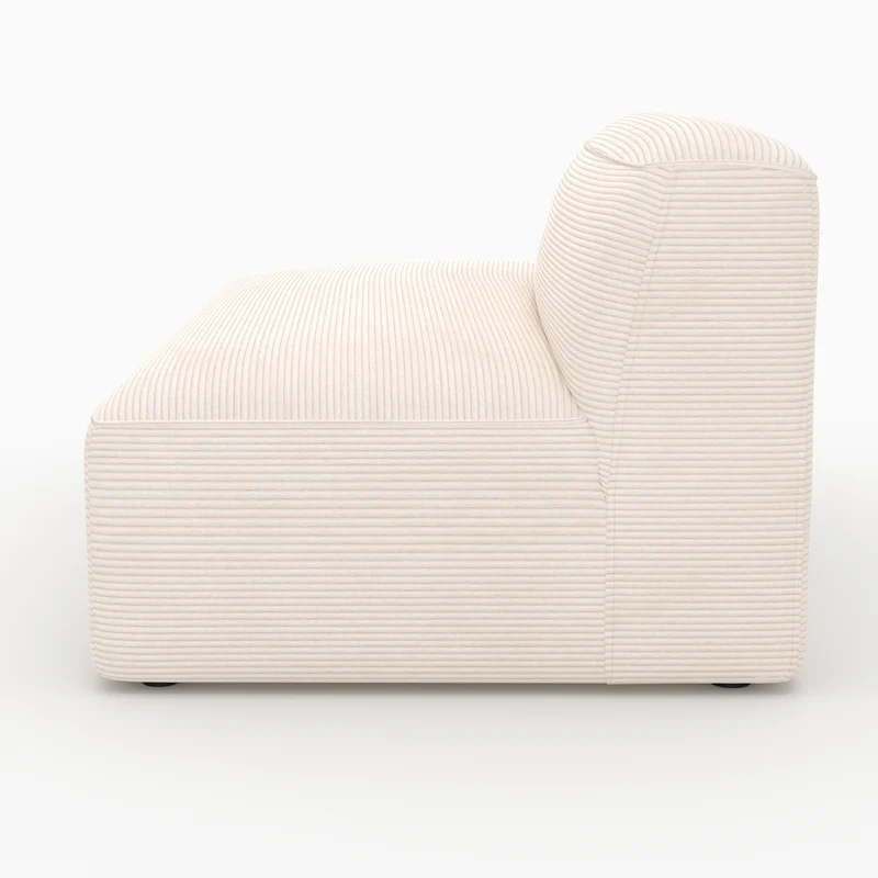 Méridienne dossier à droite Mina pour canapé modulable en velours blanc