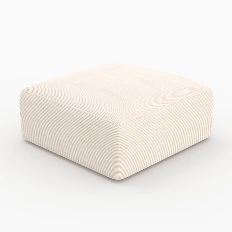 Pouf Mina carré pour canapé modulable en velours blanc cassé