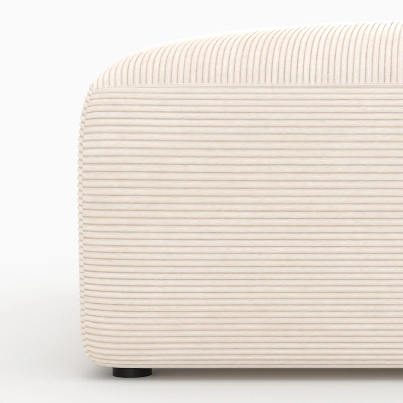 Pouf Mina carré pour canapé modulable en velours blanc cassé