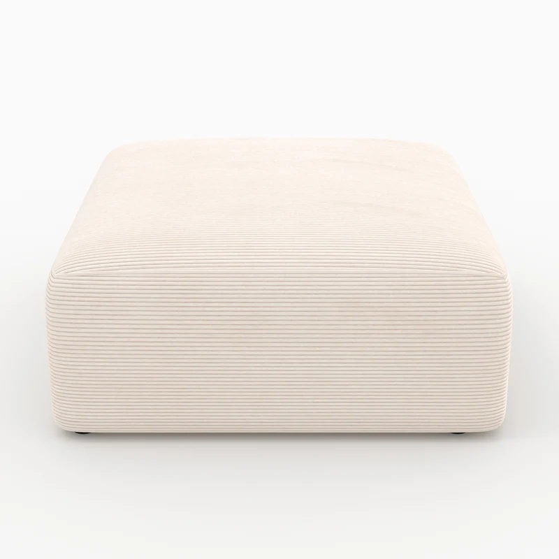 Pouf Mina carré pour canapé modulable en velours blanc cassé