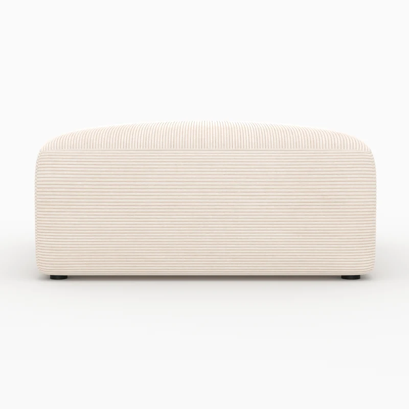 Pouf Mina carré pour canapé modulable en velours blanc cassé