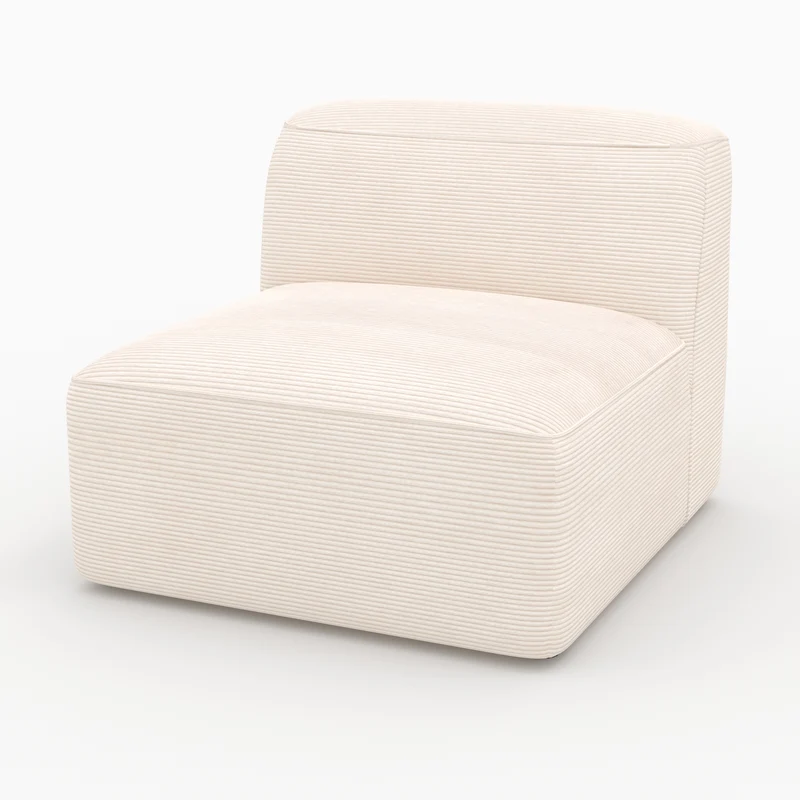 Chauffeuse Mina pour canapé modulable en velours blanc cassé