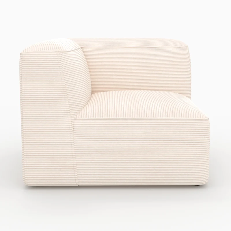 Angle droit Mina pour canapé modulable en velours blanc cassé