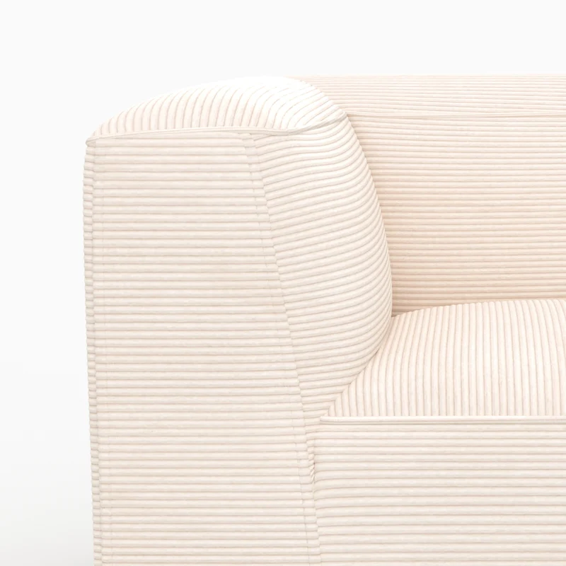 Angle droit Mina pour canapé modulable en velours blanc cassé