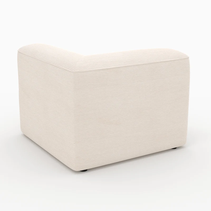 Angle droit Mina pour canapé modulable en velours blanc cassé