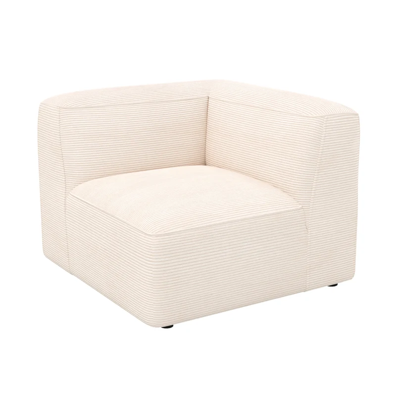 Angle droit Mina pour canapé modulable en velours blanc cassé