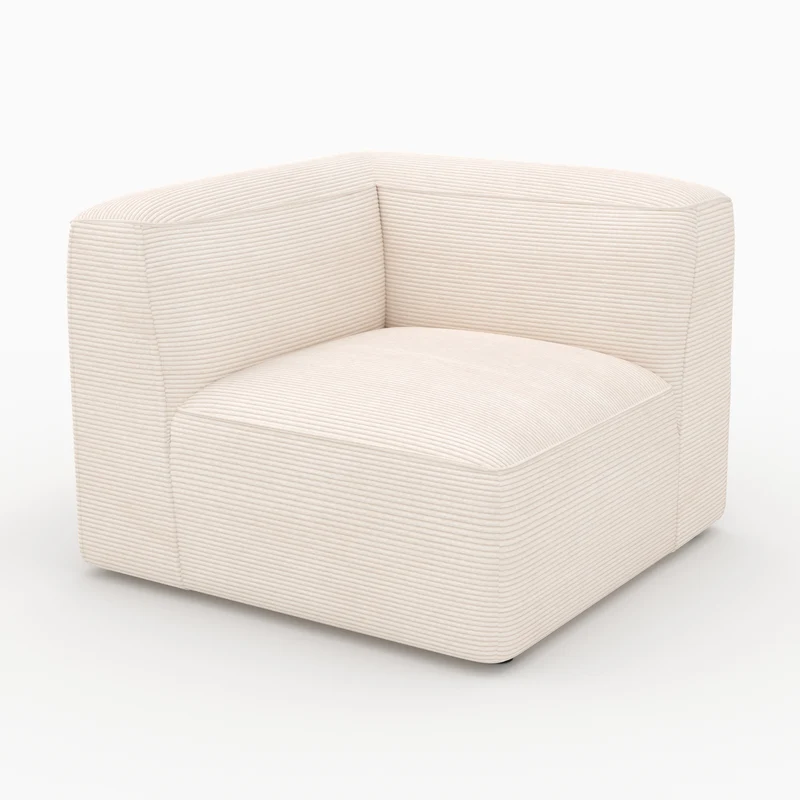 Angle gauche Mina pour canapé modulable en velours blanc cassé