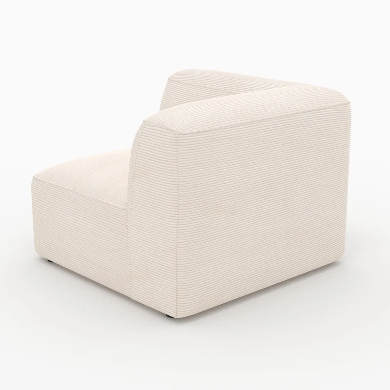 Angle gauche Mina pour canapé modulable en velours blanc cassé