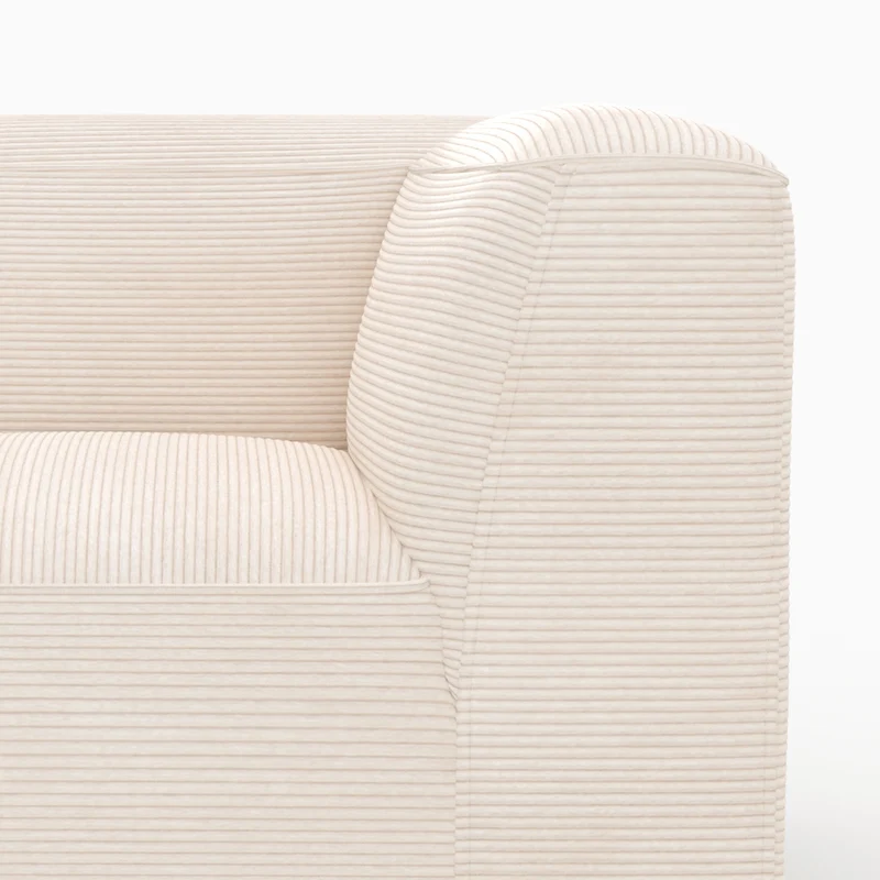 Angle gauche Mina pour canapé modulable en velours blanc cassé