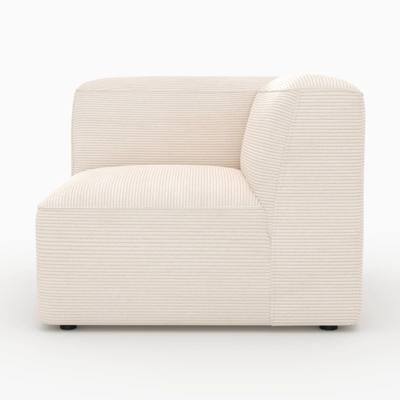 Angle gauche Mina pour canapé modulable en velours blanc cassé