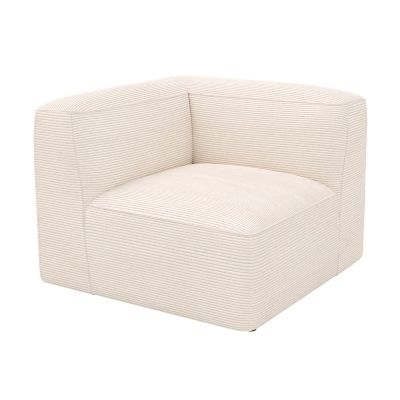 Angle gauche Mina pour canapé modulable en velours blanc cassé