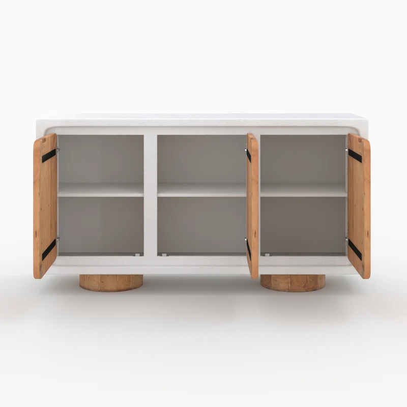 Buffet Eden en béton blanc cassé et bois d'acacia