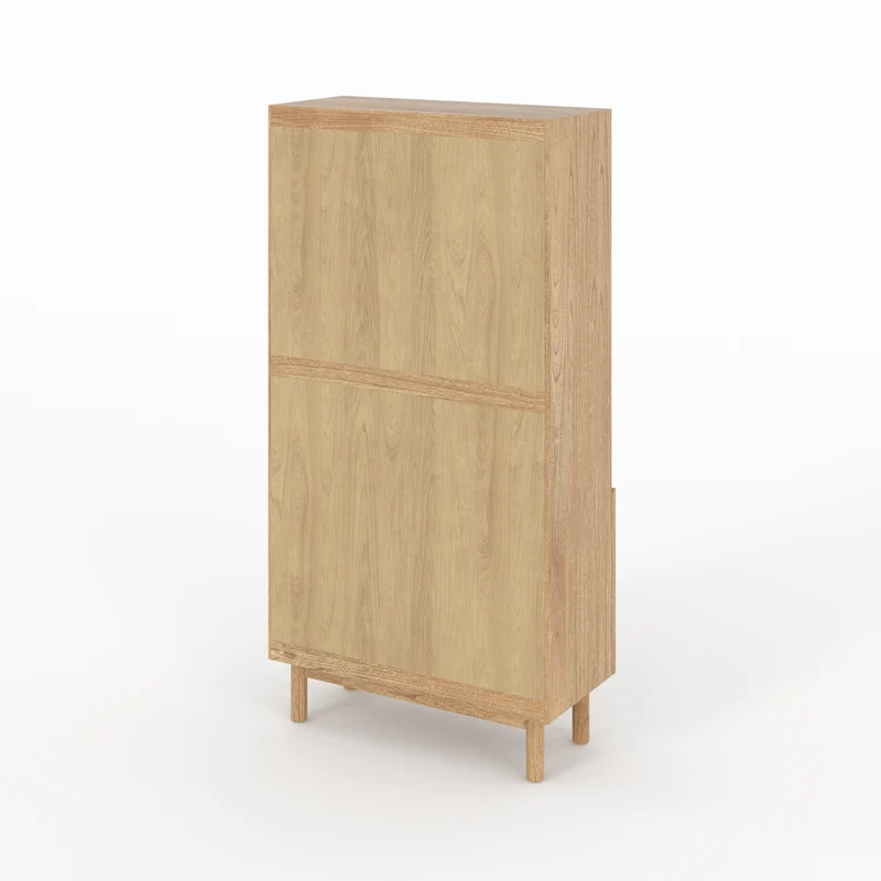 Bibliothèque Delya en bois massif de mindi et rotin